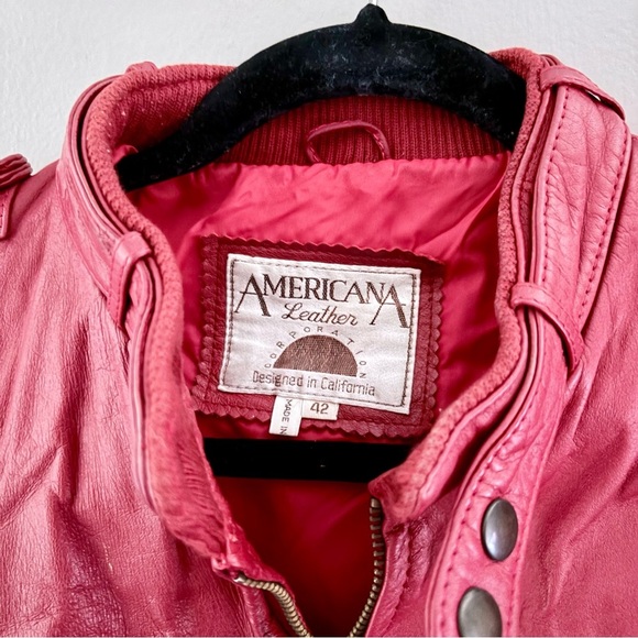 Americana Leather Vintage Red Leather Jacket - Picture 2 of 10
